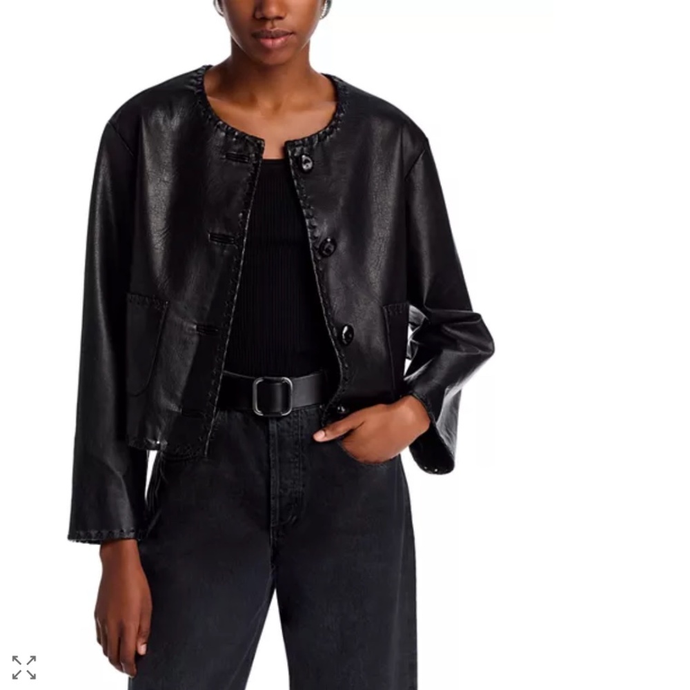 Rails - Faux Leather Cropped Jacket - Black Sz M "Nevina"